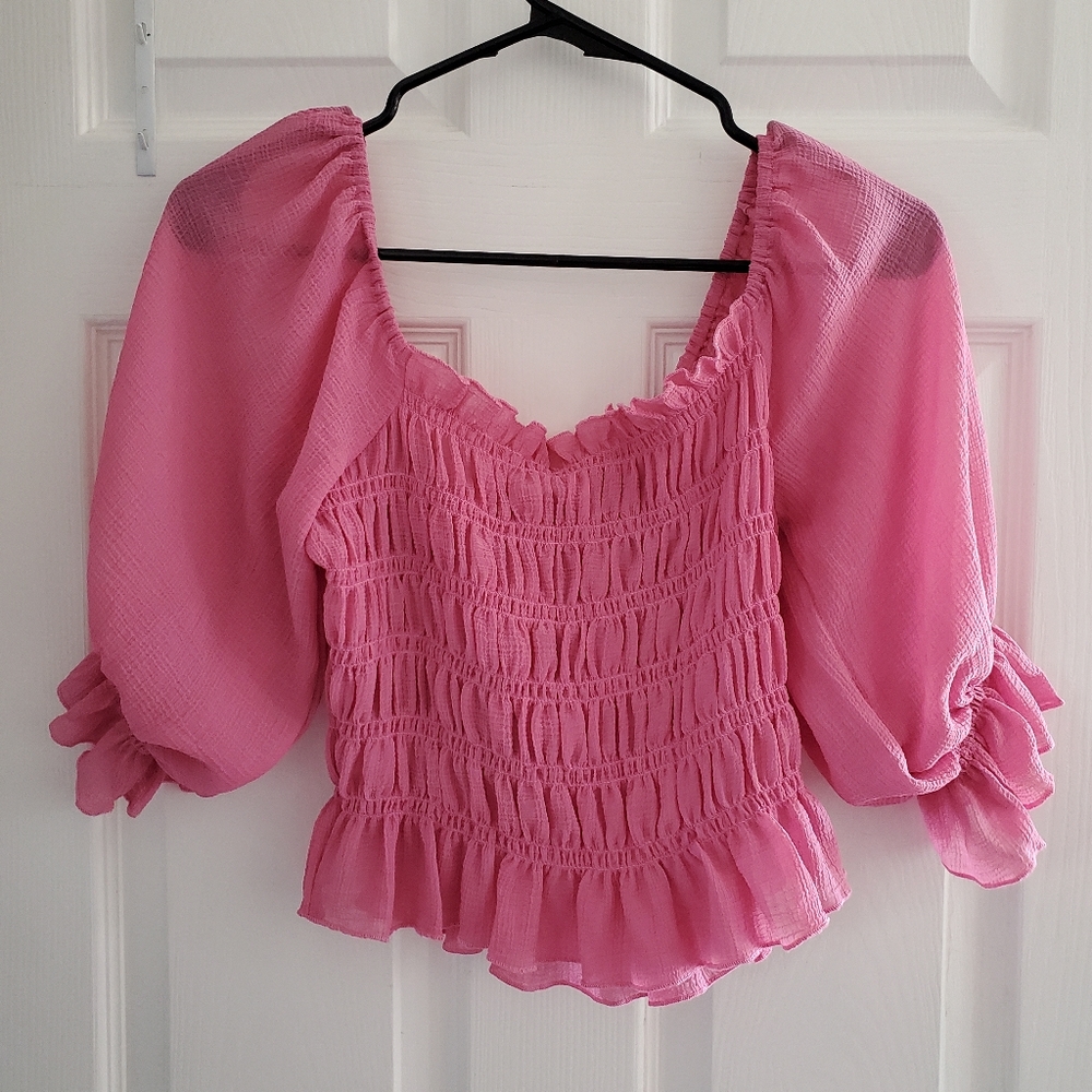 Pink Puffy Sleeve Lelis Collection Blouse